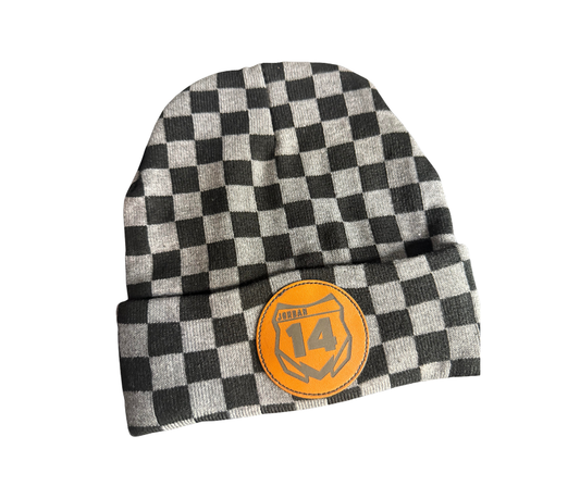 Checkered Moto Plate Beanies