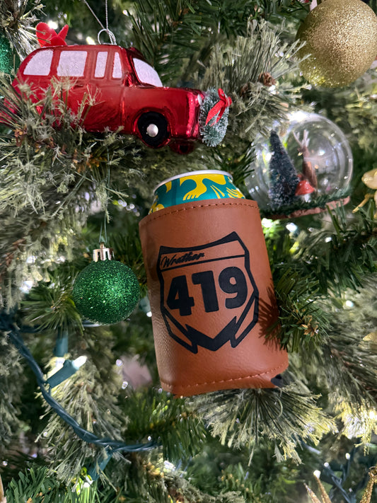 Moto Plate Leather Can Cooler (double sided)