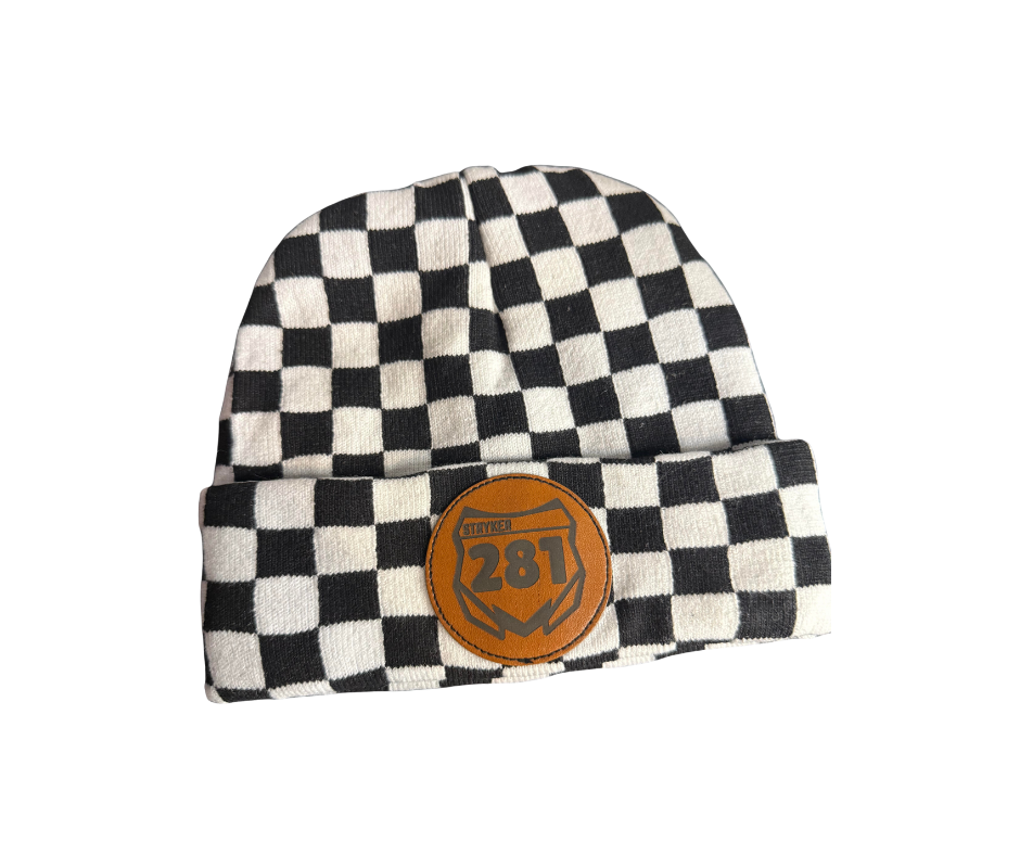 Checkered Moto Plate Beanies