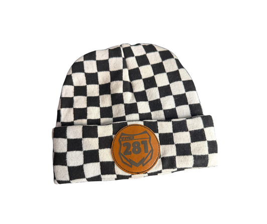 Checkered Moto Plate Beanies